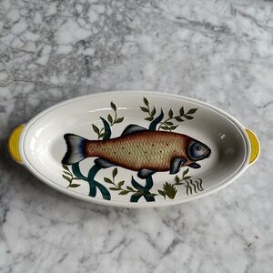 E. Radford antique hand-painted embossed oval serving dish w fish & lemon motifs